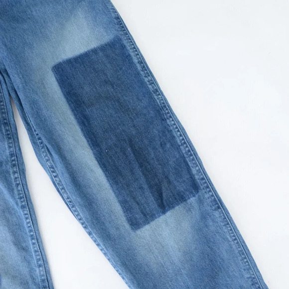 French Connection Blue Shadow Dungarees Denim Overalls Med - Picture 8 of 16